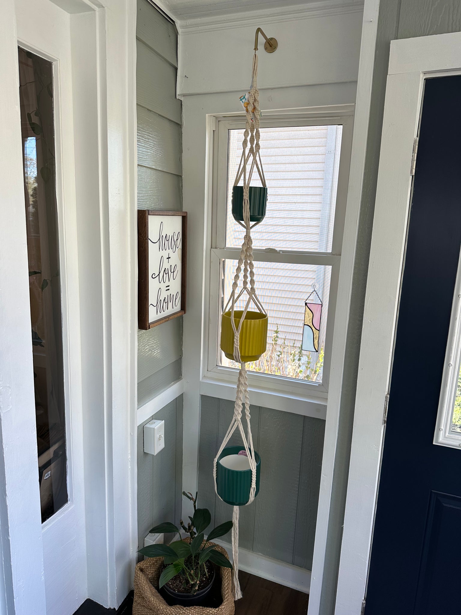 triple plant hanger Triple threat plant hanger – Macrayaymacrame