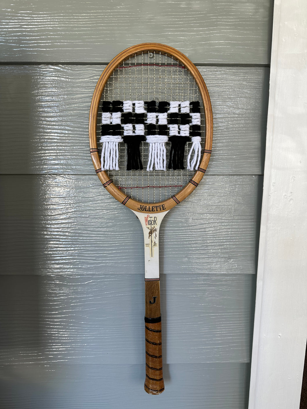 Upcycled vintage woven racket
