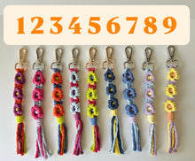 Load image into Gallery viewer, New floral macrame keychains
