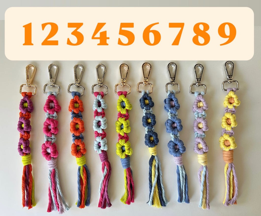 New floral macrame keychains