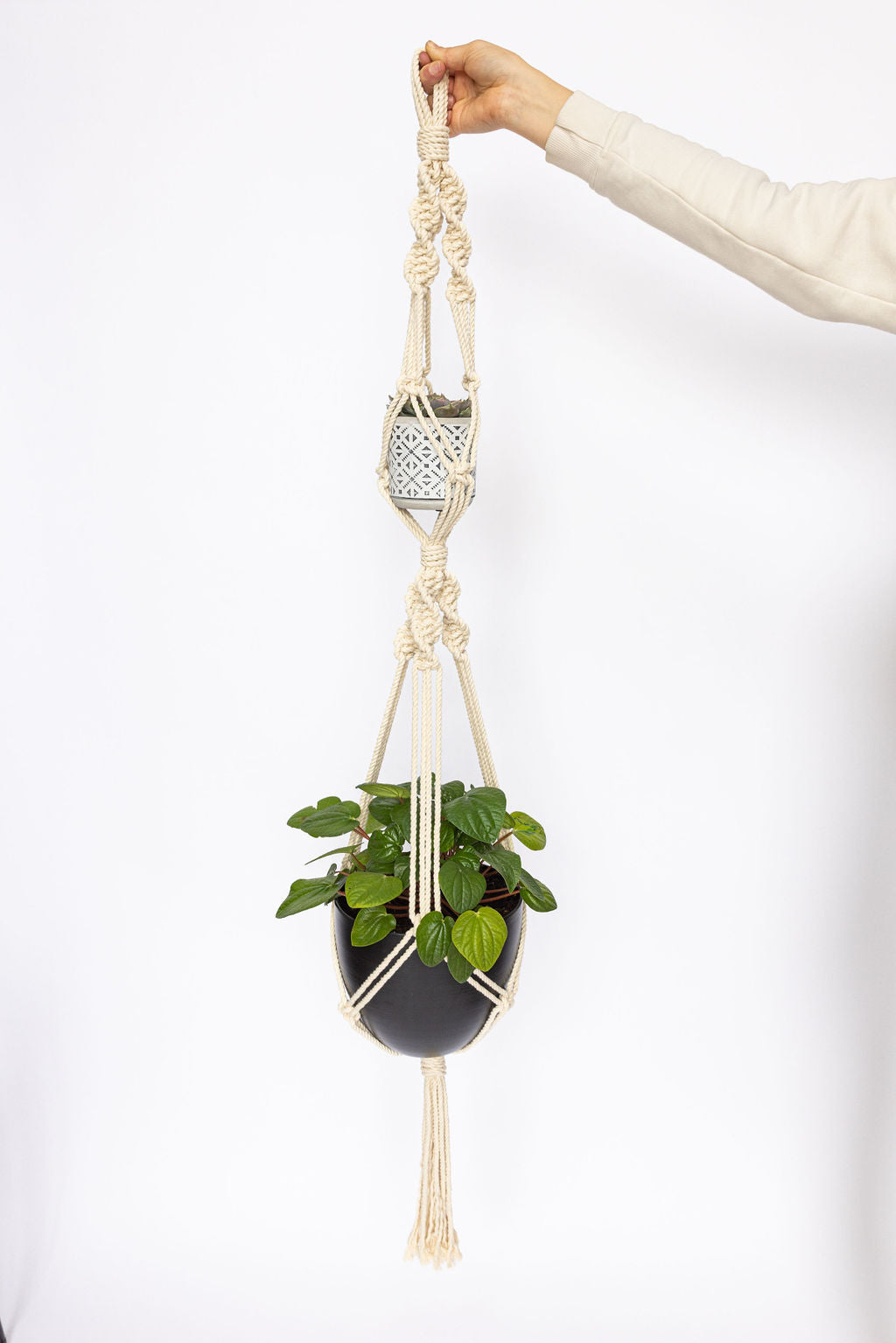 plant chain hanger Double macrame plant hanger – Macrayaymacrame